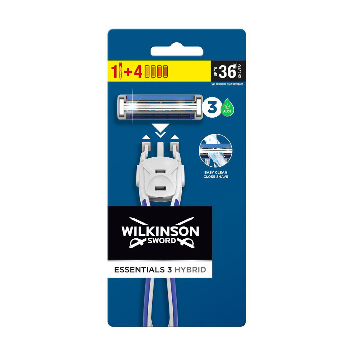 Гібридна бритва Wilkinson Sword Essentials 3 Hybrid з 4 змінними картриджами, чоловіча
